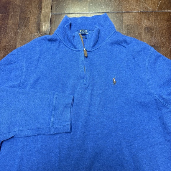 Polo Ralph Lauren Other - Polo Ralph Lauren Sweater Mens XL Blue 1/4 Zip Pullover Estate Rib Flesh Pony